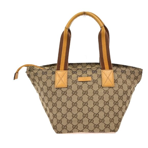 GUCCI Logo Sherry GG Pattern Hand Bag Canvas Leather Brown Italy 31FC137 - Picture 14 of 16